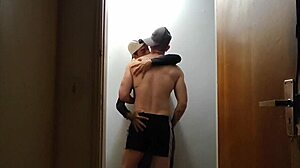 cameras caught friends sucking monster cocks in hallway after gym 😈