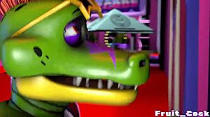 She says, Watch me take that FNAF-inspired cock deep in my gay adventure with fruit-themed fun.