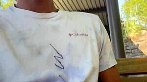 College Guy Jerks Off Outdoors