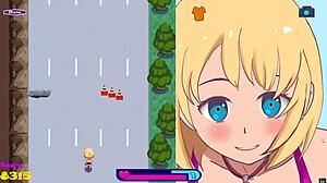 Exhibitionist girl rides dildo on bike in public outdoor hentai sex game.