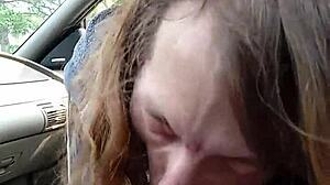 Dialogic Morning blowjob for my buddy in the car, sloppy cum in mouth!