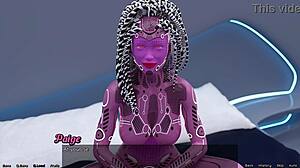 Stranded in space, meeting robot paige in anime game.