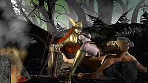 Malenia rides hard on top in forest loop for Elden Ring 3D parody