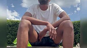 College Guy Jerks Off Outdoors