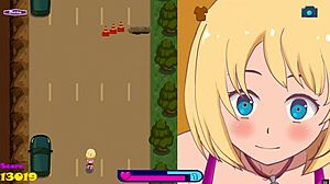 Exhibitionist girl rides dildo on bike in public outdoor hentai sex game.