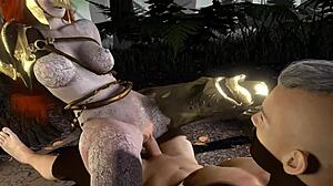 Malenia rides hard on top in forest loop for Elden Ring 3D parody