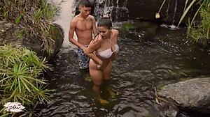 met a stranger by the river, fucked hard after teasing my boyfriend outdoors