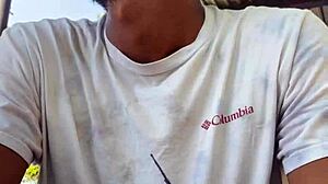 College Guy Jerks Off Outdoors