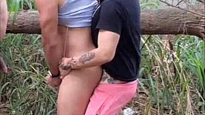 Garoto Records Raw Outdoor Action in Forest with Monster Cock