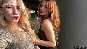 feeling playful outside with my classmate in public