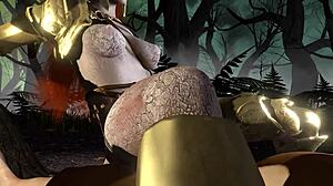 Malenia rides hard on top in forest loop for Elden Ring 3D parody