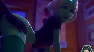 Big breast Tina 69s with bald pussy Widowmaker on table, thicc ass Peridot gets fucked from behind
