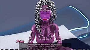 Stranded in space, meeting robot paige in anime game.