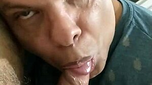 Sucking off the delivery guy and swallowing his load