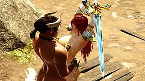 Warrior princess got wrecked by the minotaur in wild action