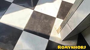 Watched my neighbor on the roof hanging clothes. Couldn't resist, went all in and finished hard on her skin.