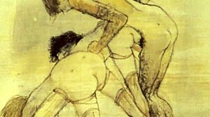 Vintage hentai illustration with erotic anime cartoon scenes 😏