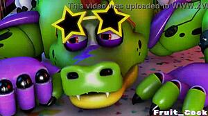 She says, Watch me take that FNAF-inspired cock deep in my gay adventure with fruit-themed fun.