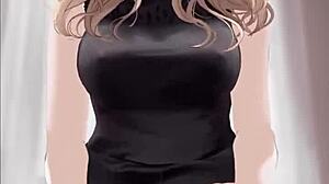 Anime Girl Riding In Black Dress