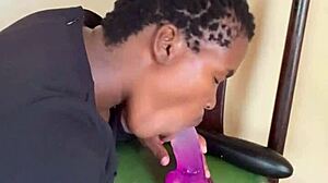 Ebony Solo Babe Teases with Huge Clit in Homemade Clip