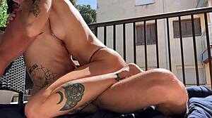 Bunny Rabbit Teases with Tight Pussy on Balcony for Neighbors