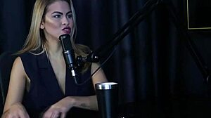 evelyn buarque teases in sheer red on preliminares podcast with bia hot