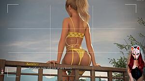 Watch this beautiful blonde give an outdoor footjob in the game