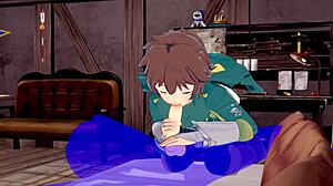 hey, did kazuma just get a blowjob with cum in his mouth in this konosuba yaoi game?