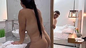 latina wife savannah watson cheats with stepson in steamy shower