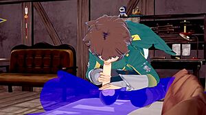 hey, did kazuma just get a blowjob with cum in his mouth in this konosuba yaoi game?