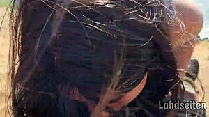 Teen 18+ swallows cum in mouth during outdoor public deepthroat oral adventure.