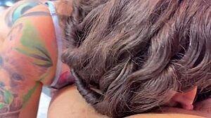 Sloppy Blowjob and Cumshot on Split Tongue Girl!