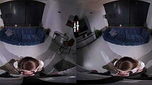 in the dark room vr, the redhead gets punished with blowjob and handjob