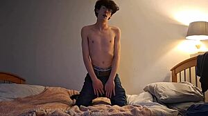 Skinny girl tries pillow humping for first orgasm in ages