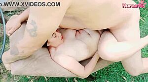 Wanna watch outdoor love with hard pounding and a creampie on a chair?