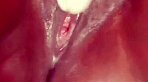 Ebony girl rips clothes and uses dildo for dripping orgasm 😍