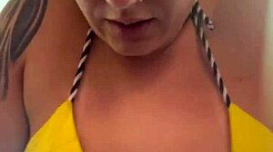 African amateur wet pussy in gym bikini thong public