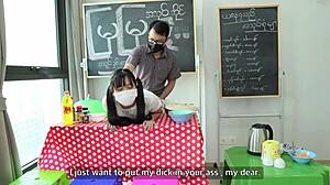 Yo, this Asian girl gets slammed hardcore in her shop!