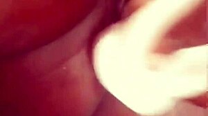 Ebony girl rips clothes and uses dildo for dripping orgasm 😍