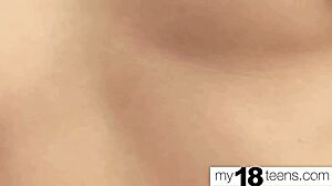 Blonde Teen Masturbates Pussy to Orgasm Close-Up