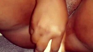 Ebony girl rips clothes and uses dildo for dripping orgasm 😍
