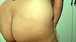 Chubby bbw swallows all her milk in slow motion fat ass action