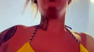 African amateur wet pussy in gym bikini thong public