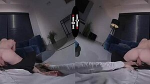 in the dark room vr, the redhead gets punished with blowjob and handjob
