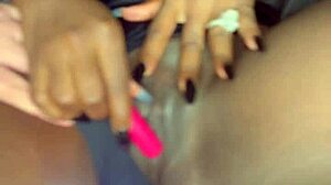 Sexy Black Model Pleasures Herself with Vibrator for White Guy in Steamy Session