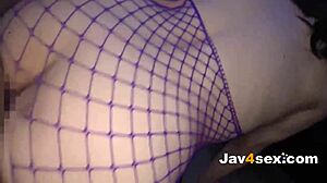 Intense POV blowjob by stunning Harumi Kurokawa in fishnets