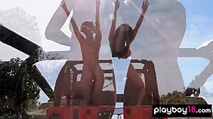 Asian Milf Viviane Leigh and Lesbian Teen Gf Posing Naked on Hood