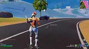 Playing Fortnite with bisexual transgender in doggystyle action