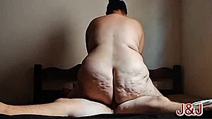 Brazilian Chubby MILF with Tattoos Rides Hard on Bed