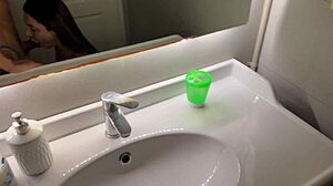 Luiza Marcato's wet bathroom blowjob and pussy fuck in POV